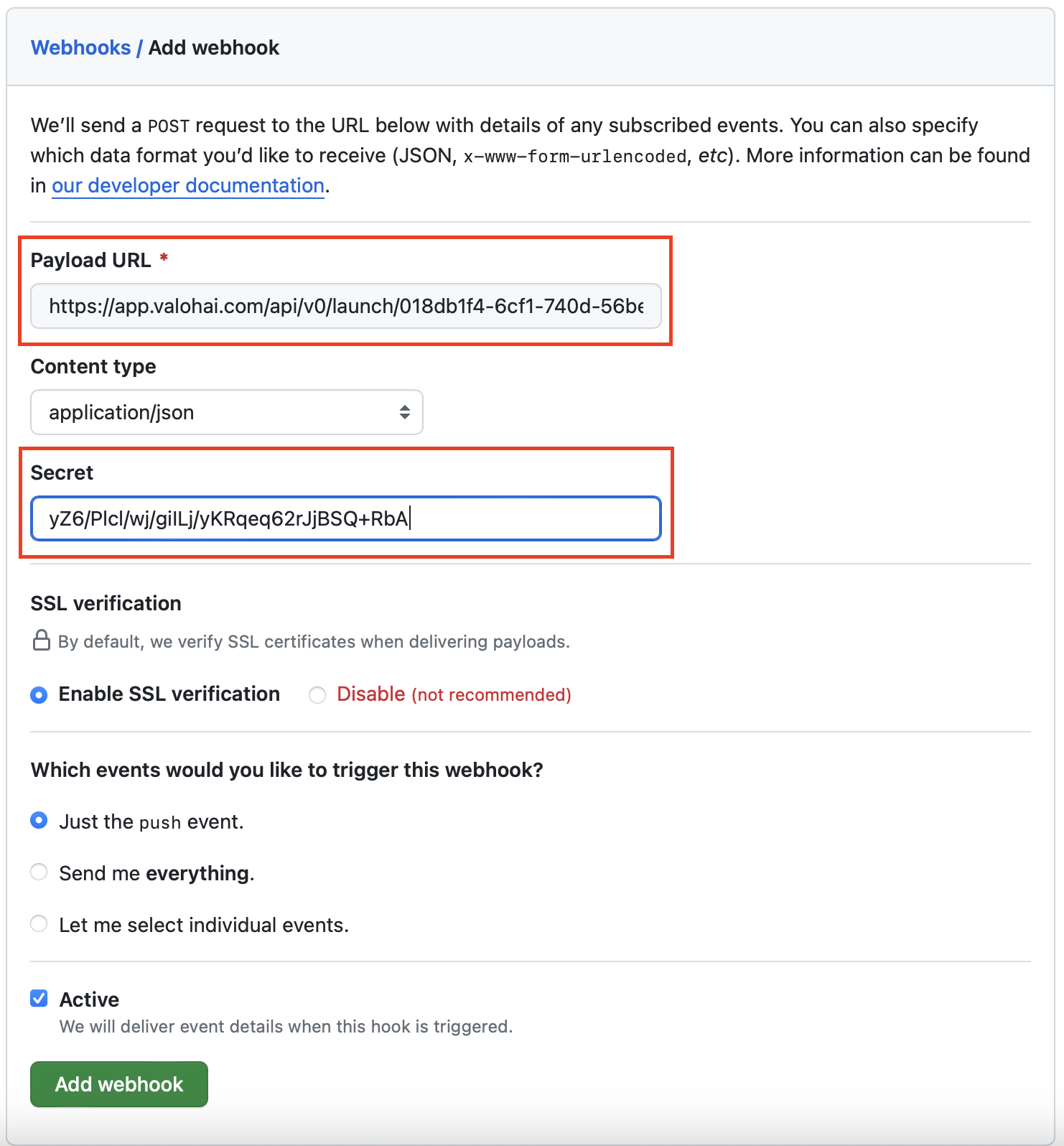 GitHub settings