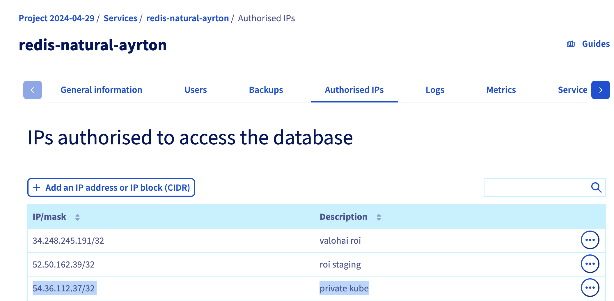 Add redis IP to redis