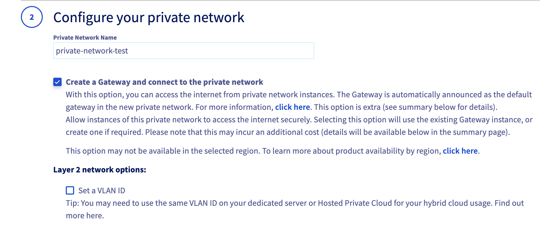 Configure Private Network