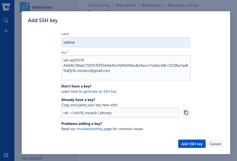 BitBucket define Key