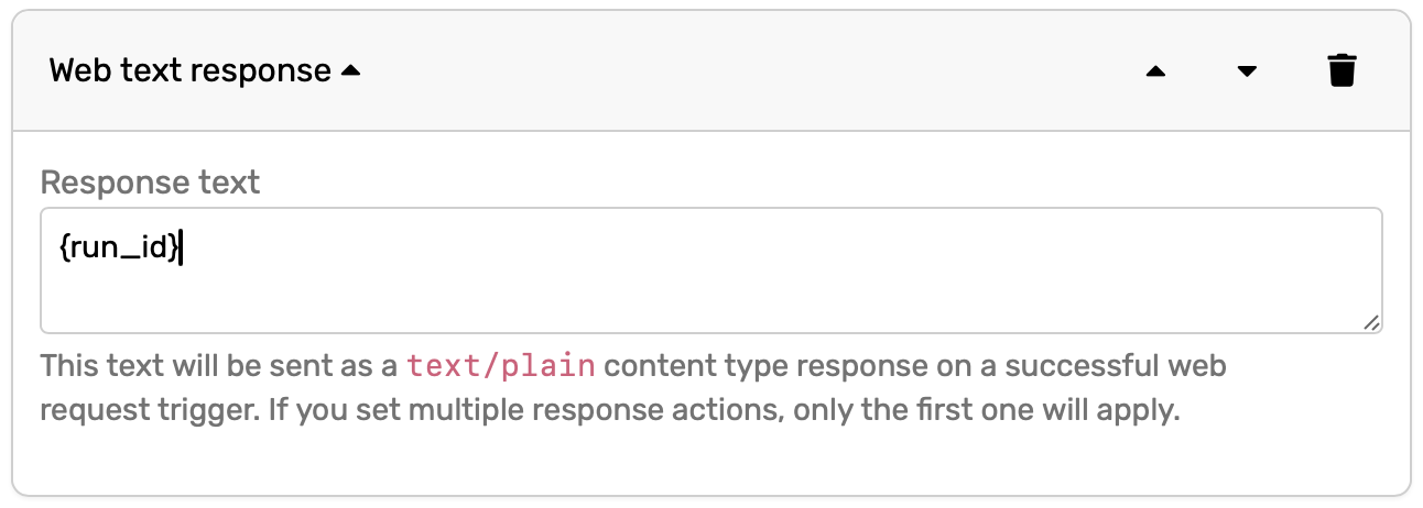 Response Text Action
