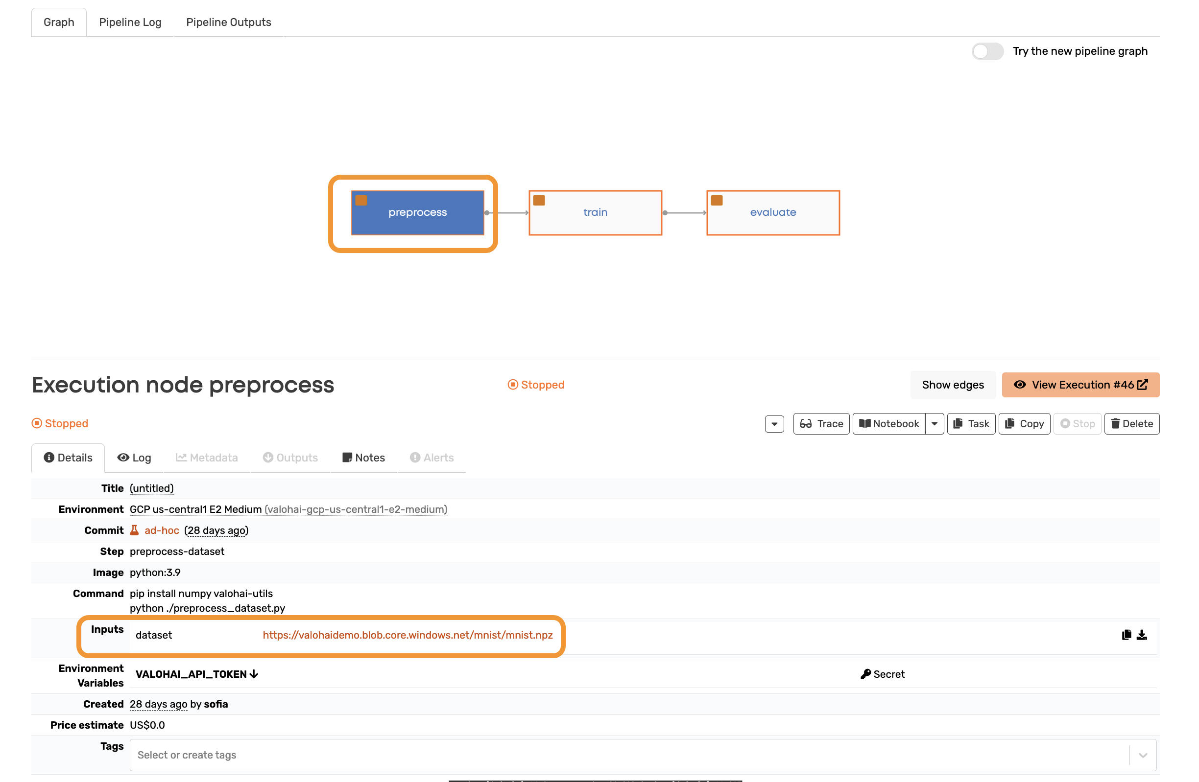 Define the node name and the input